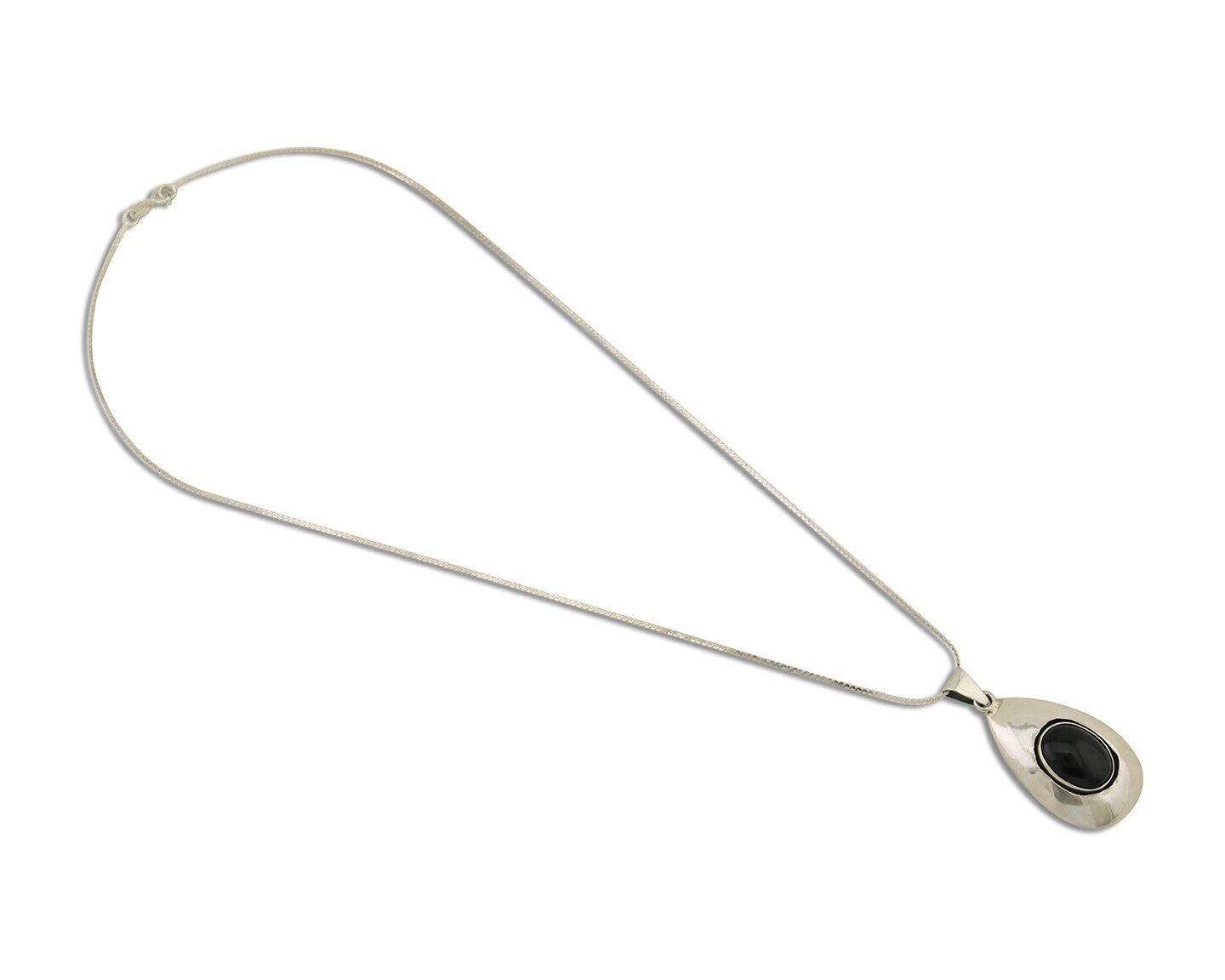 Navajo Necklace 925 Silver Natural Onyx Native Artist Signed M Montoya C.80's