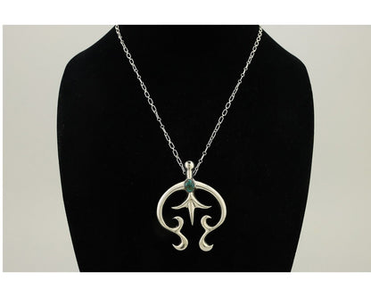 Navajo Necklace 925 Silver Spiderweb Turquoise Native Artist C.2008's