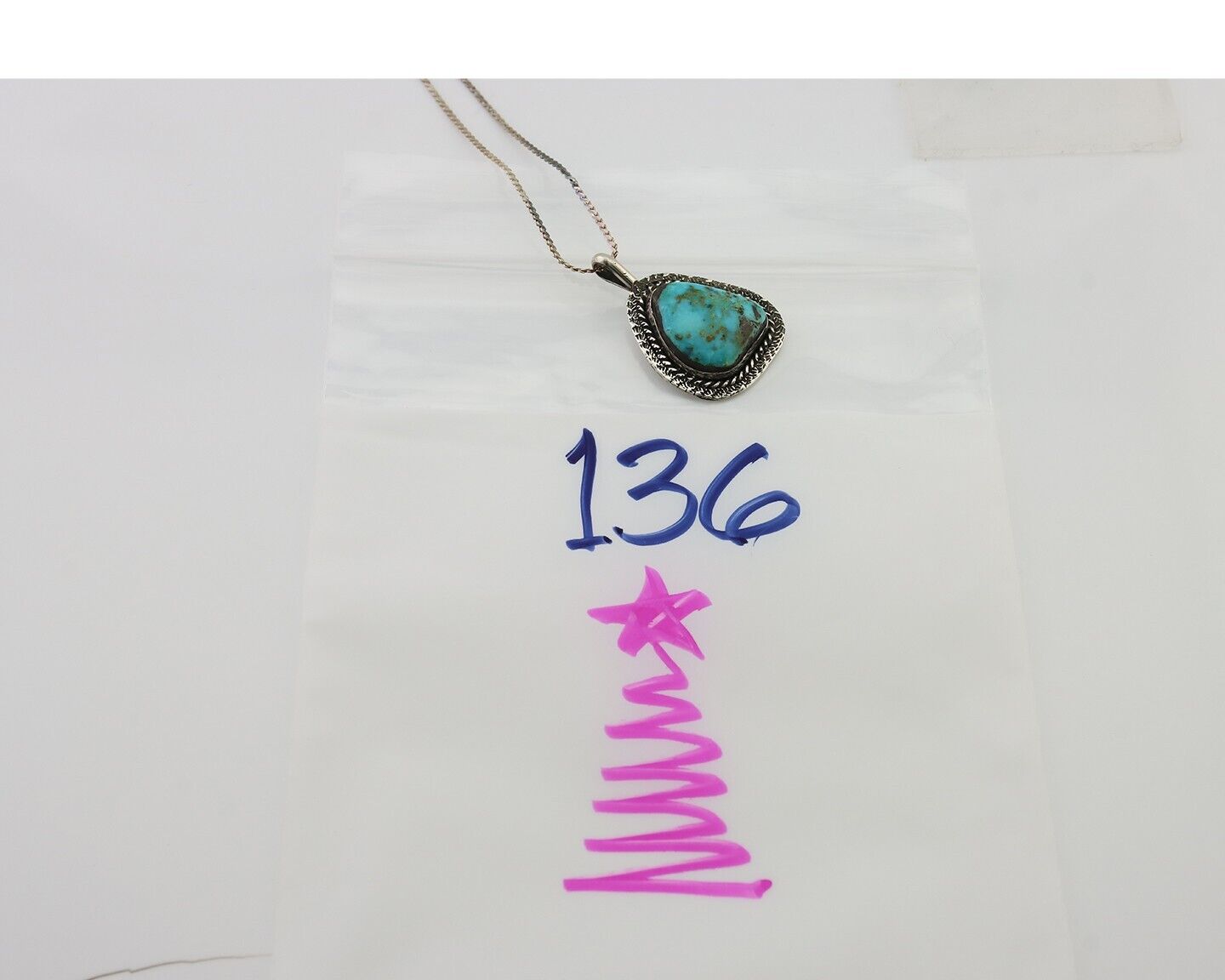 Navajo Pendant 925 Silver Natural Blue Turquoise Artist Signed Tom Willeto C.80s