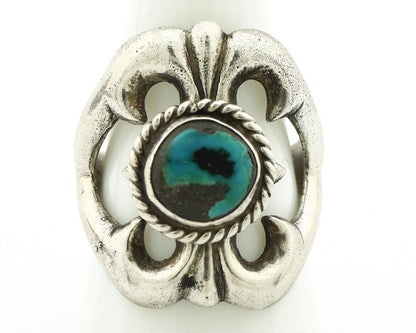 Navajo Sand Cast Ring .925 Silver Blue Turquoise Native Artist C.80's