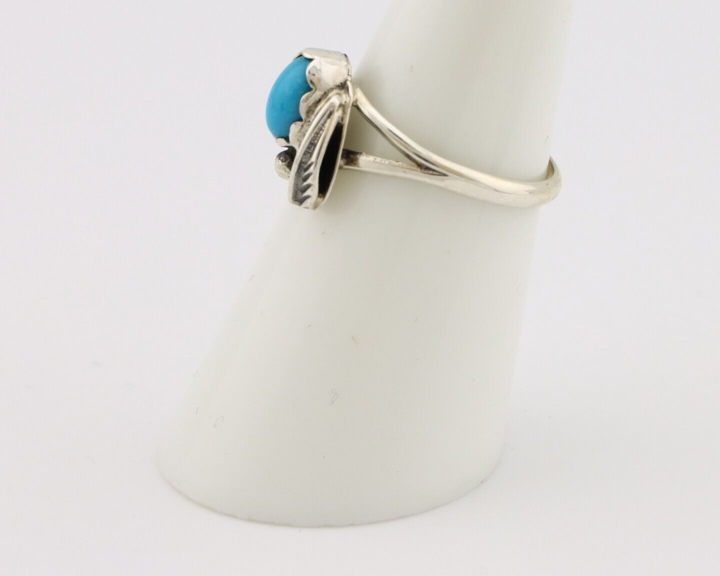Navajo Ring .925 Silver Sleeping Beauty Turquoise Native American Artist C.80's