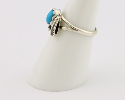 Navajo Ring .925 Silver Sleeping Beauty Turquoise Native American Artist C.80's