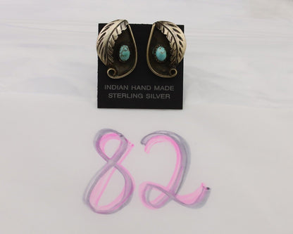 Navajo Earrings 925 Silver Natural Turquoise Native American Artist C.80's