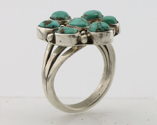 Navajo Ring 925 Silver Spiderweb Turquoise Artist Signed LP C.80's