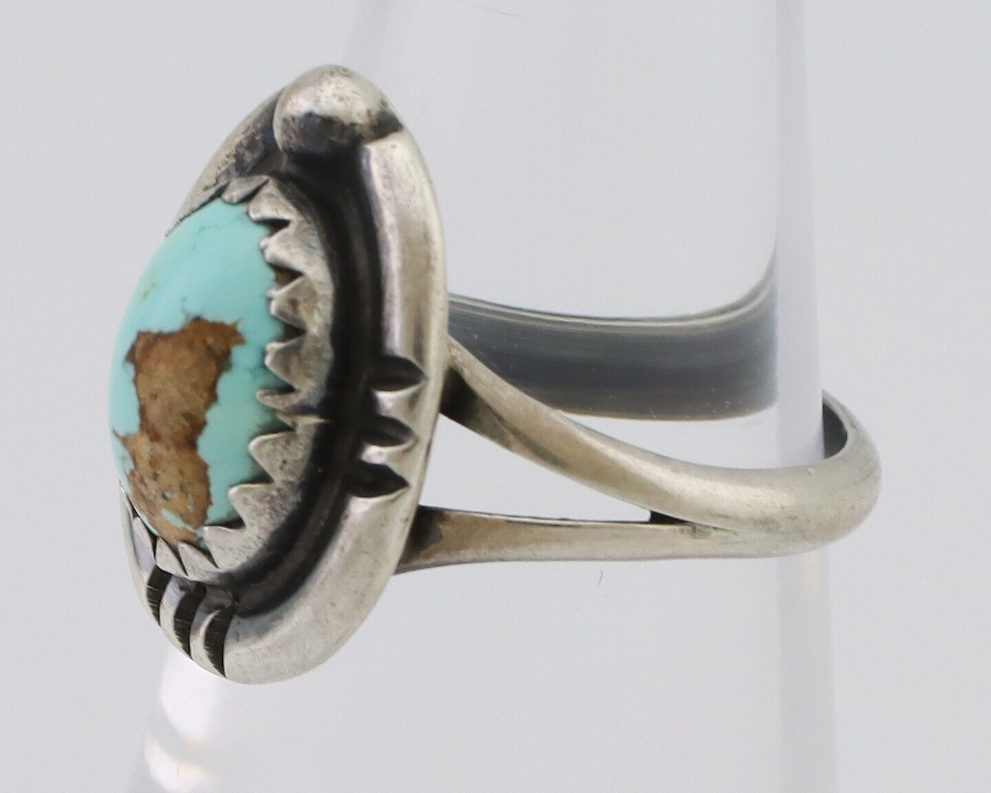 Navajo Ring 925 Silver Kingman Turquoise Native American Artist C.80's