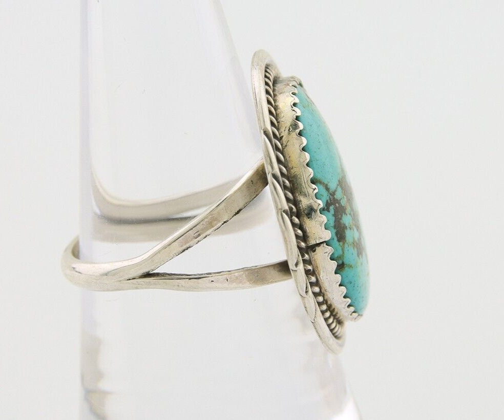 Navajo Ring 925 Silver Natural Spiderweb Turquoise Native Artist C.80's