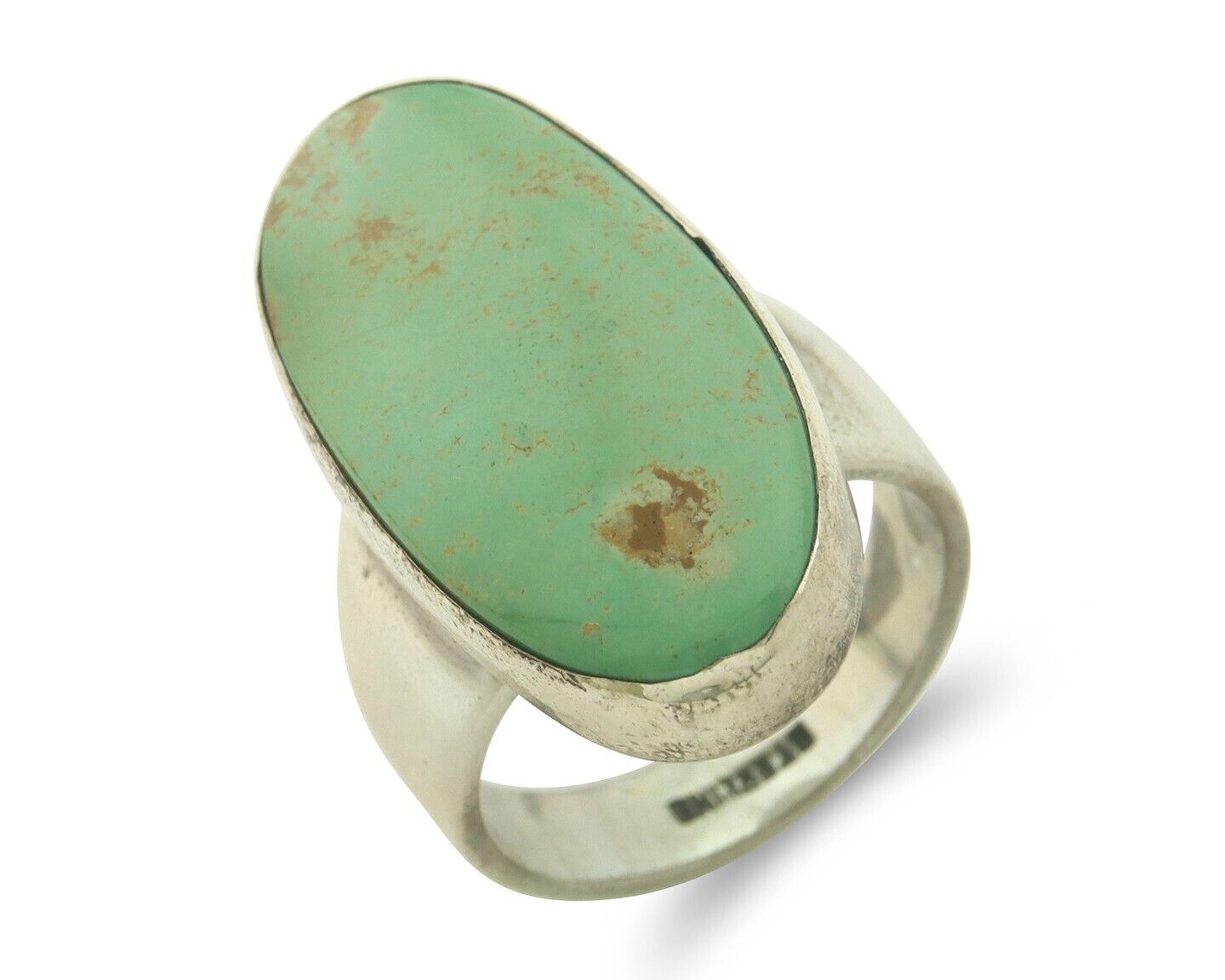 Navajo Men Ring 925 Sterling Natural Green Turquoise Signed M Montoya C.80's