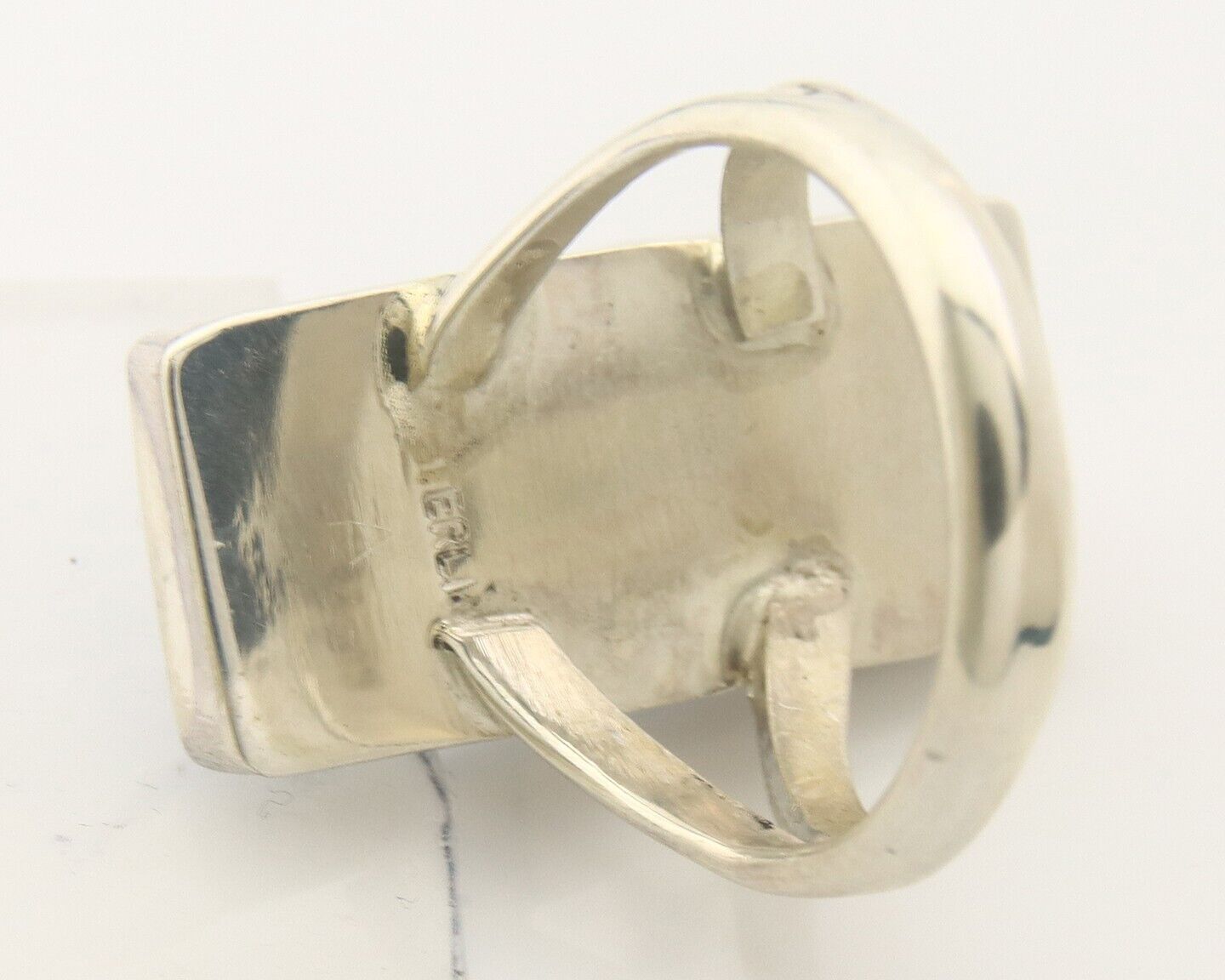 Navajo Ring 925 Sterling Lapis Handmade Native Artist C.80's Size 6.0