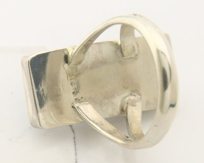 Navajo Ring 925 Sterling Lapis Handmade Native Artist C.80's Size 6.0