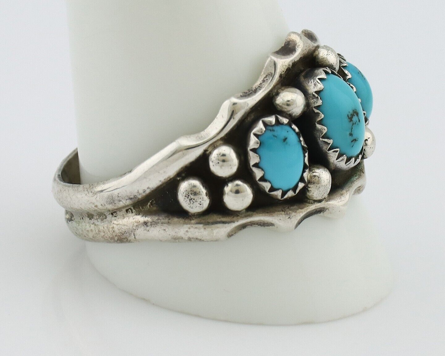 Navajo Ring 925 Silver Blue Turquoise Artist Signed SkyStone Creations C.80's