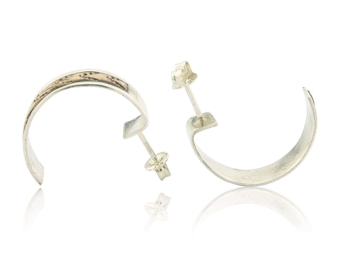 Navajo Hoop Earrings 925 Silver & Gold Artist Signed Randall Endito C.80's