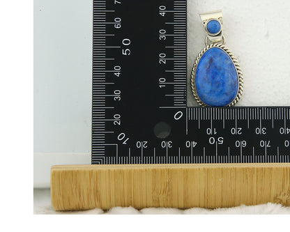 Navajo Sterling Silver Pendant Denim Lapis Authentic Vintage Signed M