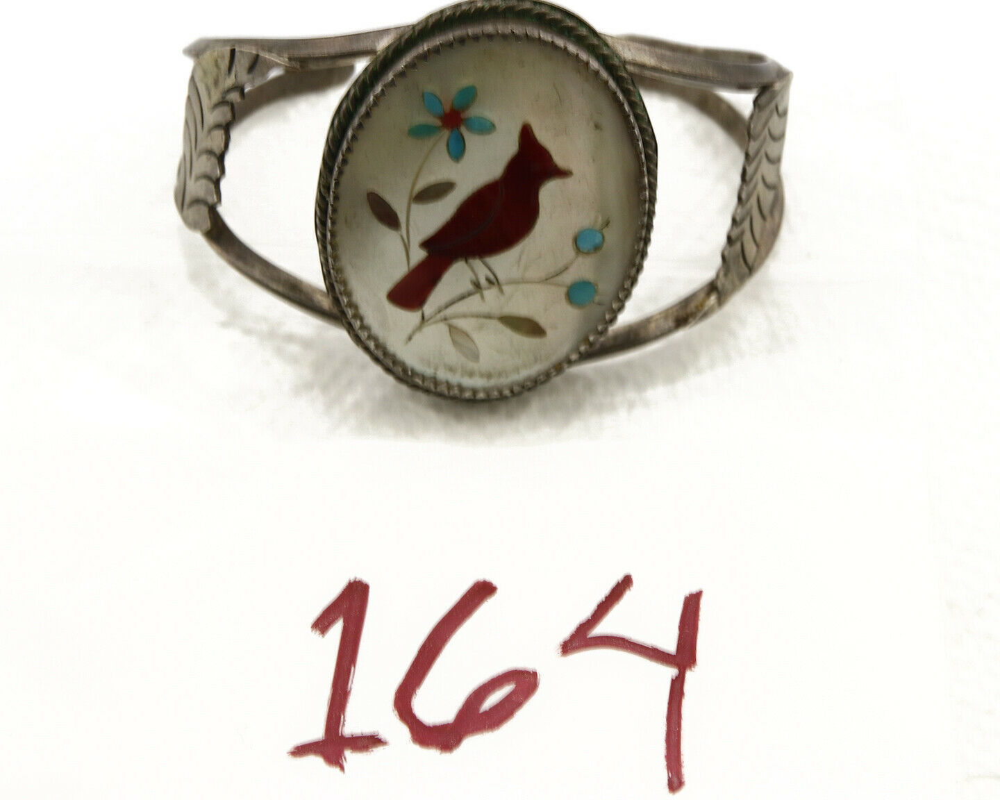 Navajo Natural Gemstone Bracelet 925 Silver Artist Native American Inlaid C.1975