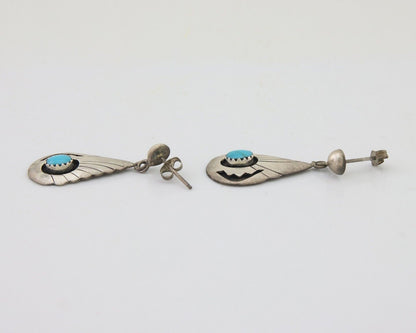 Navajo Earrings 925 Silver Blue Turquoise Native American Artist C.80's