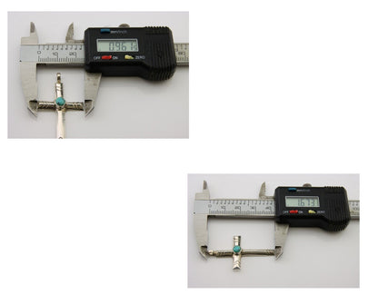 Navajo Sand Cast Cross Pendant 925 Silver Turquoise Artist Signed J Yazzie C.80s