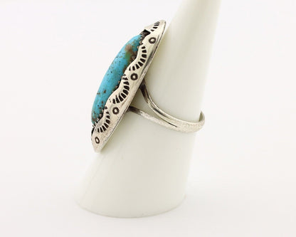 Navajo Ring 925 Silver Natural Kingman Turquoise Native American Artist C.80's