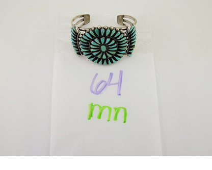 Navajo Bracelet 925 Silver Natural Blue Turquoise Signed JR C.80's