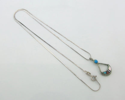 Navajo Necklace Sterling Silver Natural Blue Turquoise Vintage