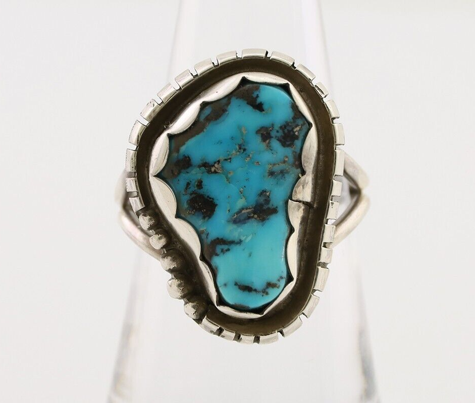 Navajo Handmade Ring 925 Silver Turquoise Signed Tony Guerro C.80's
