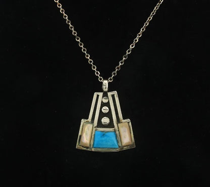 Navajo Necklace Sterling Silver Natural Blue Turquoise Vintage