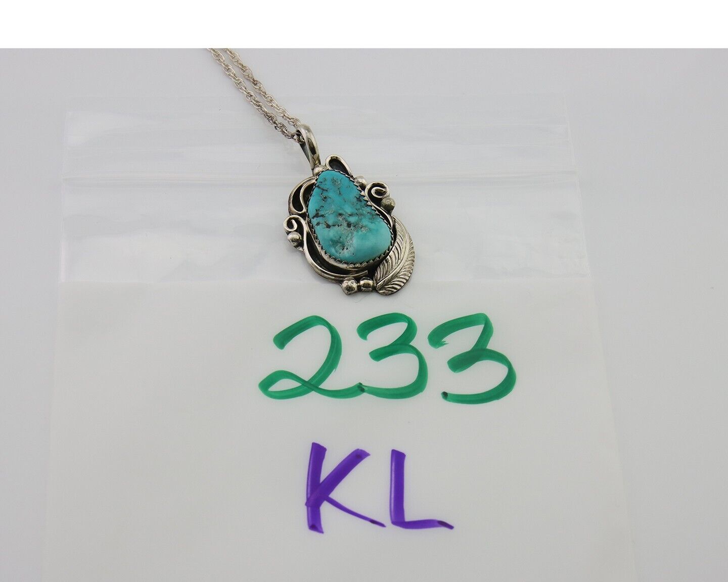 Navajo Necklace 925 Silver Natural Turquoise Artist Signed PM C.80's