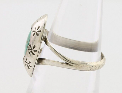 Navajo Ring 925 Silver Kingman Turquoise Native American Artist C.80's