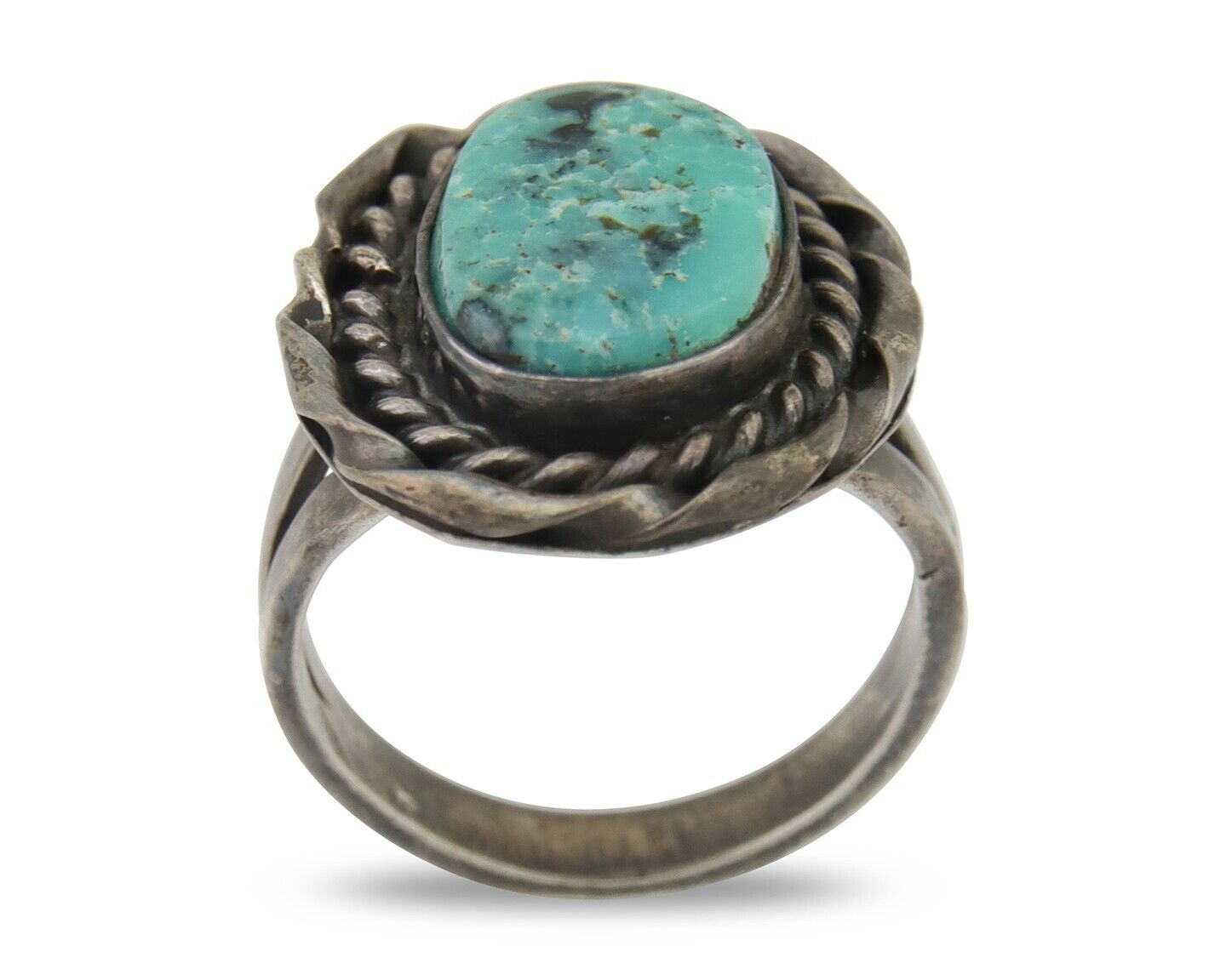 Navajo Handmade Ring 925 Silver Natural Turquoise Native Artist C.80's