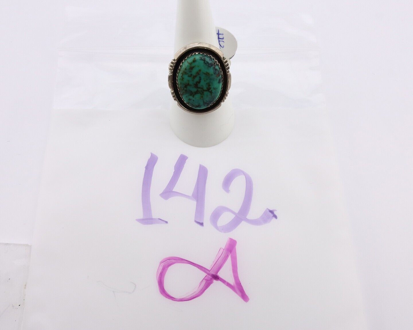 Navajo Ring 925 Silver Spiderweb Turquoise Artist Signed William Denetdale C.80s