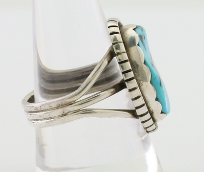 Navajo Ring 925 Silver Natural Blue Turquoise Signed Tony Guerro C.80's