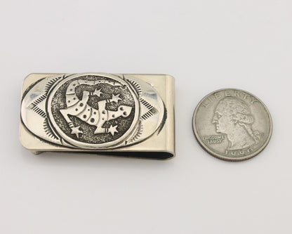 Navajo Lizard Money Clip .925 Silver & .999 Nickle Signed Gibson Gene C.80's