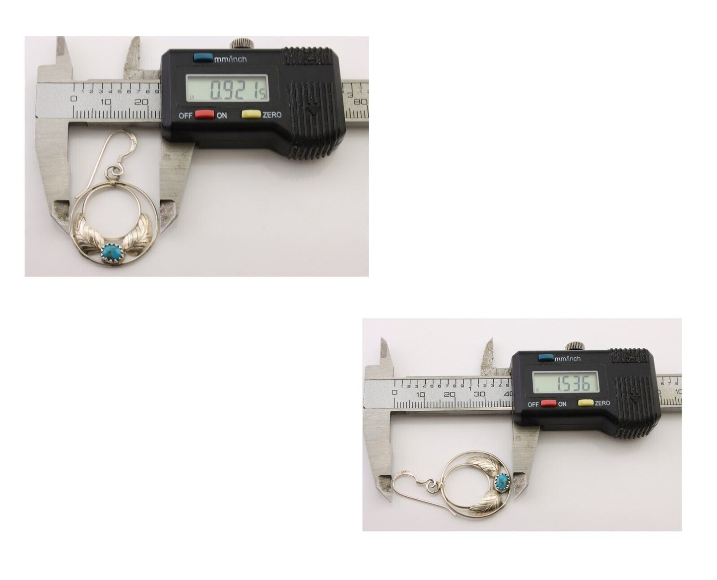 Navajo Handmade Dangle Earrings 925 Silver Blue Turquoise Native Artist C.80s