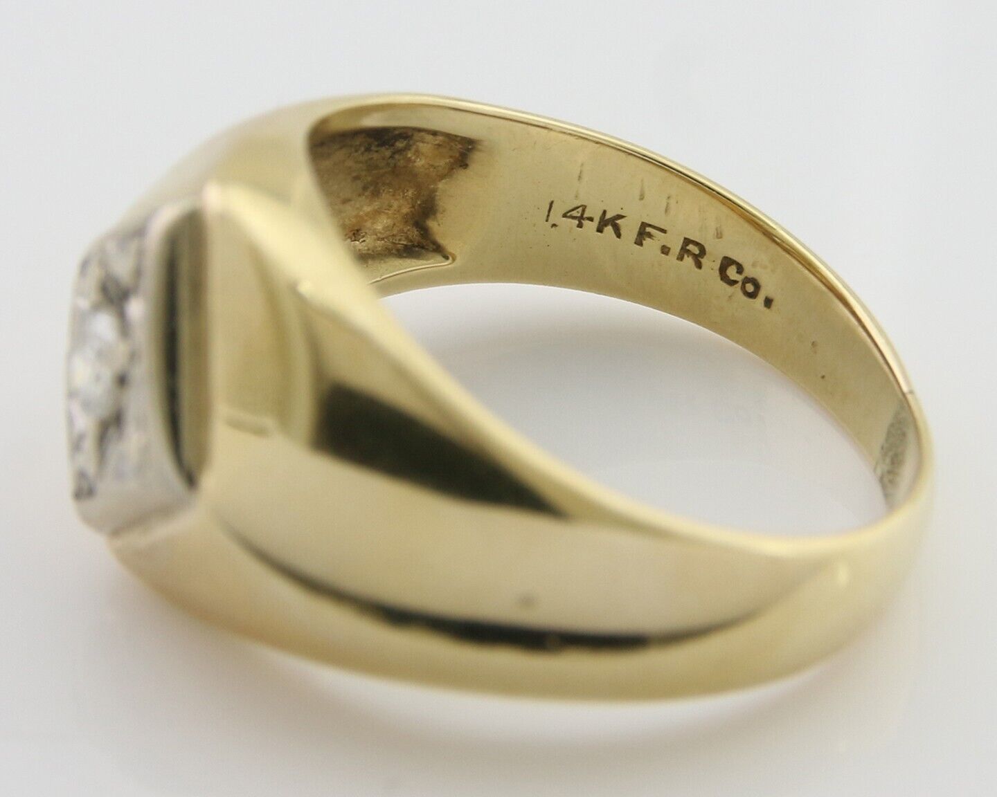 Men Natural Mined Diamond Solitaire Ring 14k Solid Yellow Gold