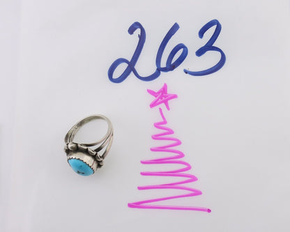 Navajo Ring 925 Silver Sleeping Beauty Turquoise Artist Signed SC C.80's
