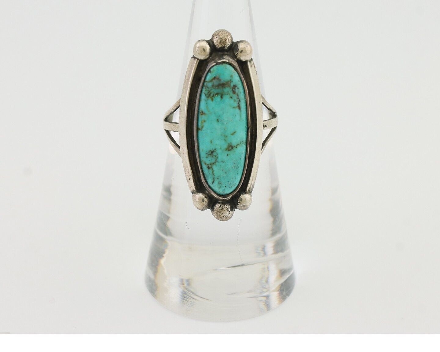 Navajo Turquoise Ring 925 Silver Artist Signed Sunrise Size 6.5 C.80's