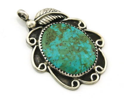 Navajo Pendant 925 Sterling Silver Natural Turquoise Vintage Artist Signed JR