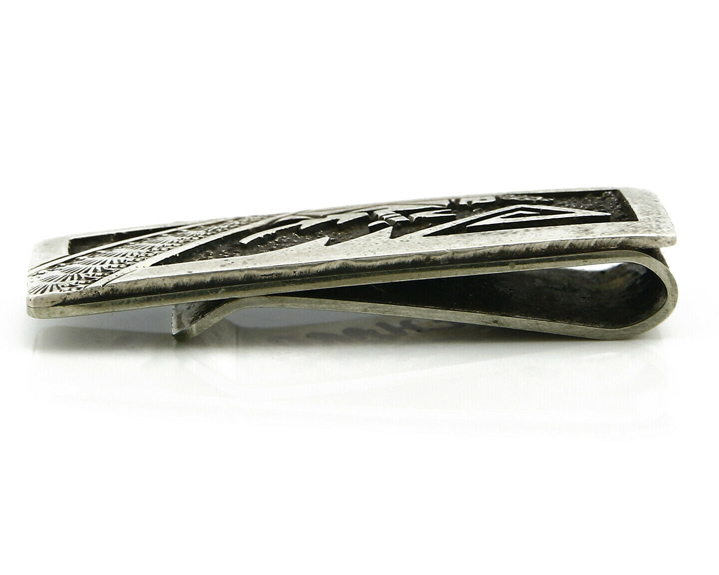 Navajo Money Clip .925 Silver & Nickle Hand Stamped Artist Richard Begay