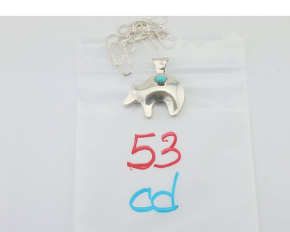 Navajo Spirit Bear Necklace Pendant 925 Sterling Silver Signed C C.80's