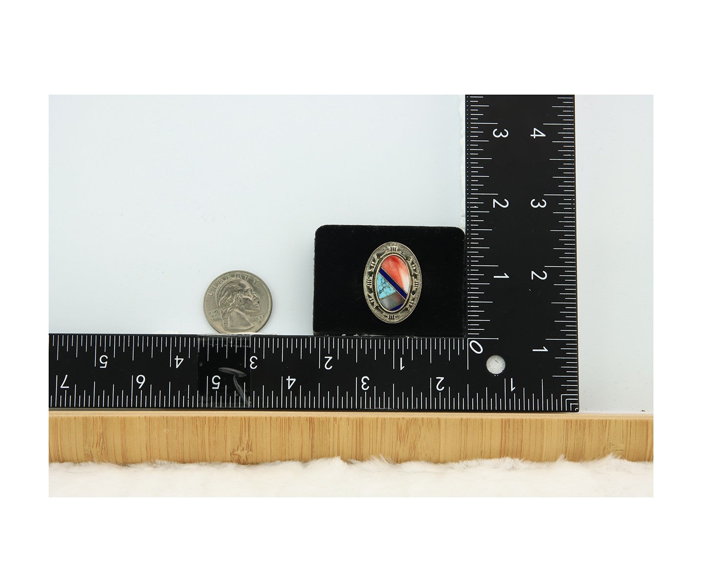 Navajo Tiwa Ring Sterling Silver Gemstone Vintage Native American Artist Sz 7.5