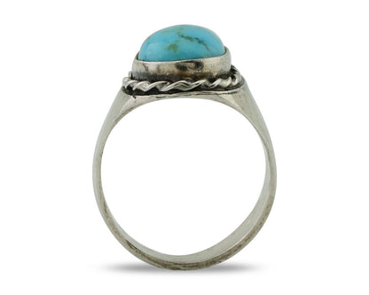 Navajo Ring 925 Silver Sleeping Beauty Turquoise Native Artist C.80's