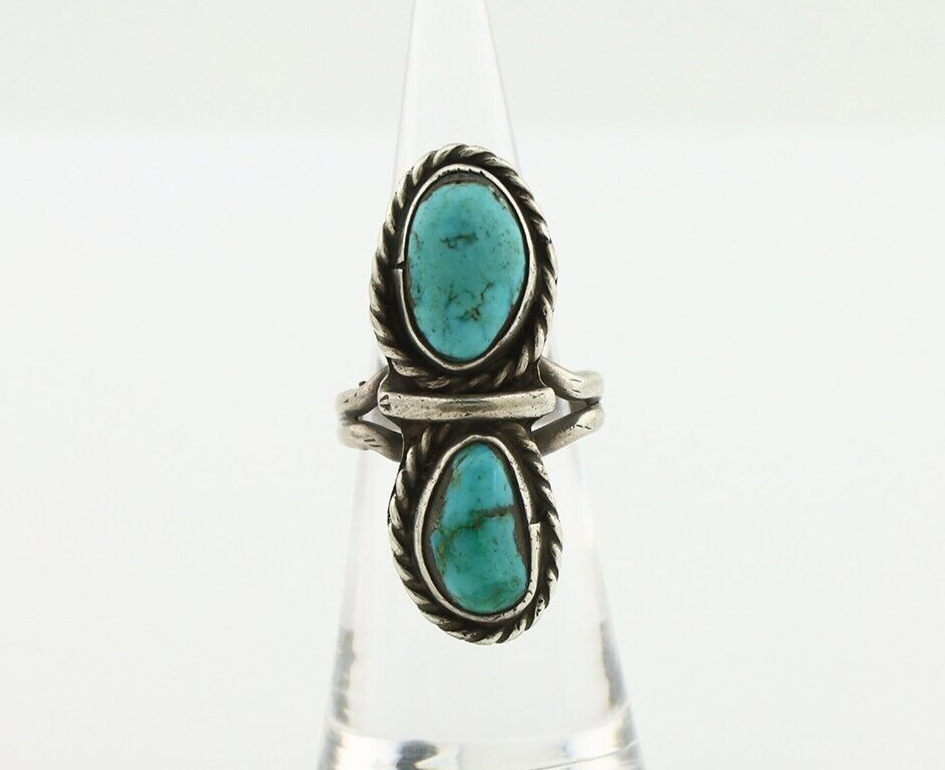 Navajo Ring 925 Silver Natural Blue Turquoise Native American Artist C.80's
