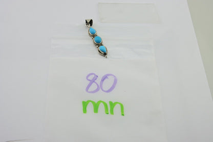Navajo Necklace 925 Silver Natural Turquoise Artist Kathllen Chavez C.80's