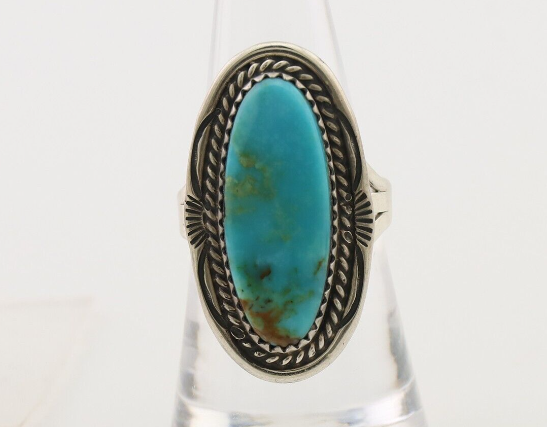 Navajo Ring 925 Silver Natural Blue Turquoise Native American Artist C.80's
