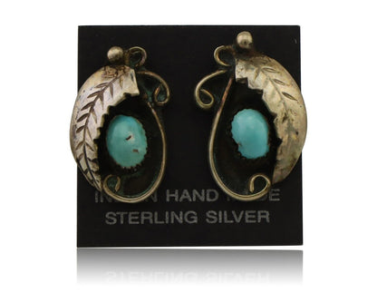 Navajo Earrings 925 Silver Natural Turquoise Native American Artist C.80's