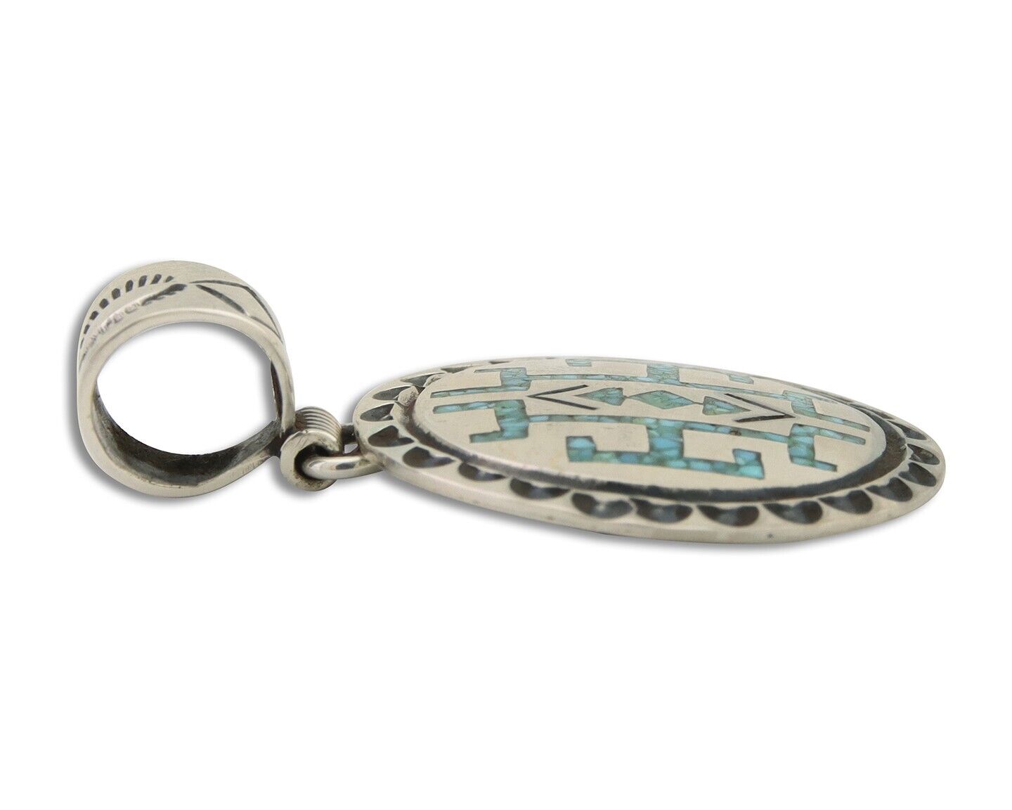 Navajo Necklace 925 Silver Natural Turquoise Artist Signed Stanley Bain C.80's