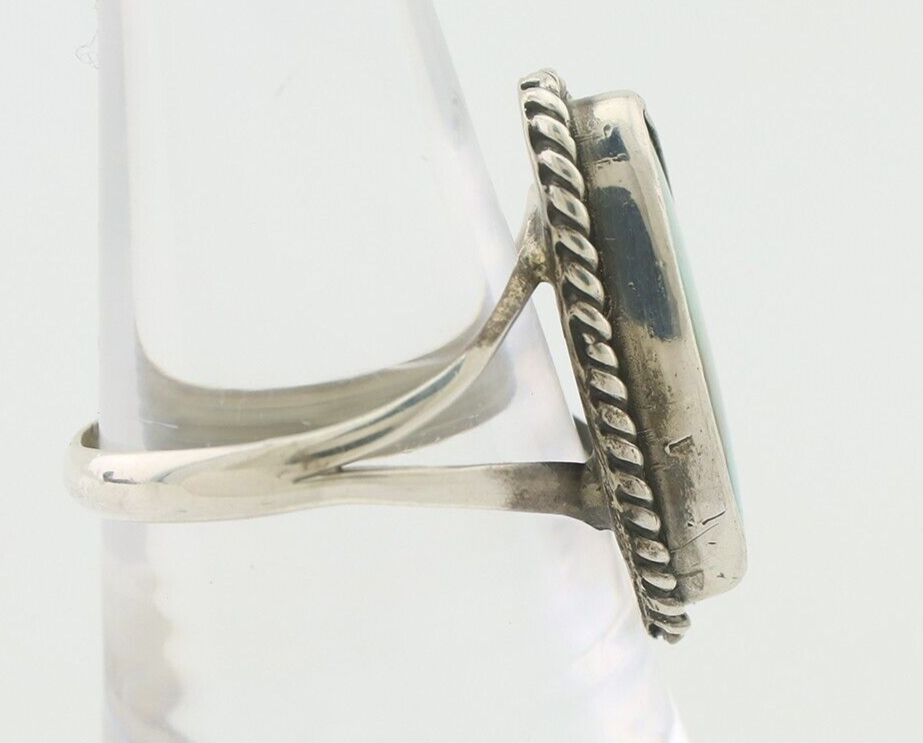 Navajo Ring 925 Silver Blue Gem Turquoise Artist Signed Rabbit Stick C.80's