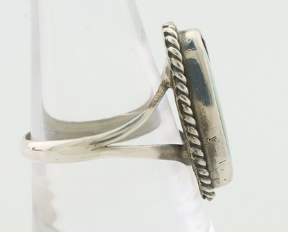 Navajo Ring 925 Silver Blue Gem Turquoise Artist Signed Rabbit Stick C.80's
