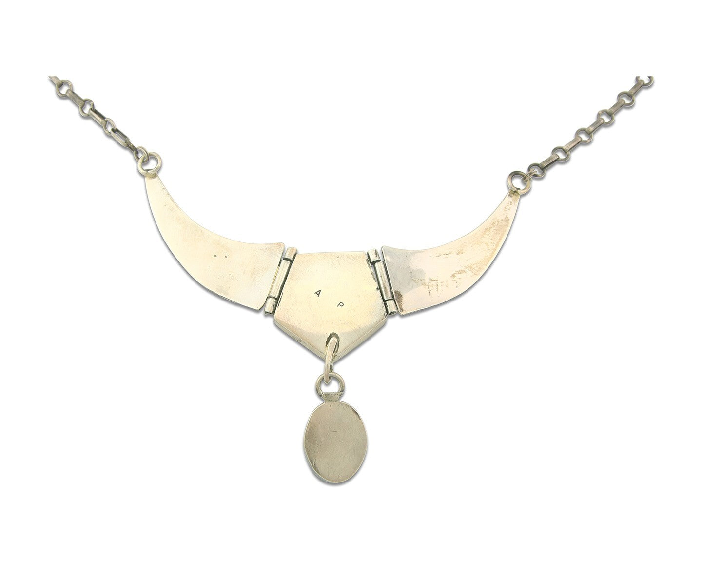 Vintage Navajo Necklace 925 Silver Natural Onyx Artist Signed AP