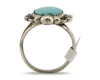 Navajo Ring 925 Silver Spiderweb Turquoise Native American Artist C.80's