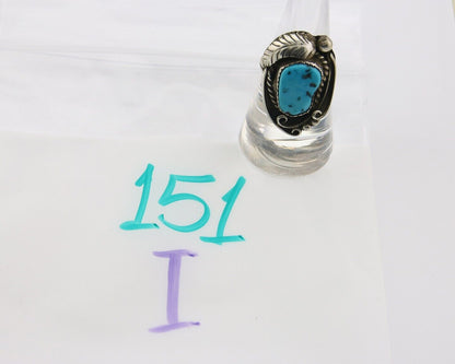 Navajo Ring 925 Sterling Natural Blue Turquoise Native Artist C.80's Size 7.0