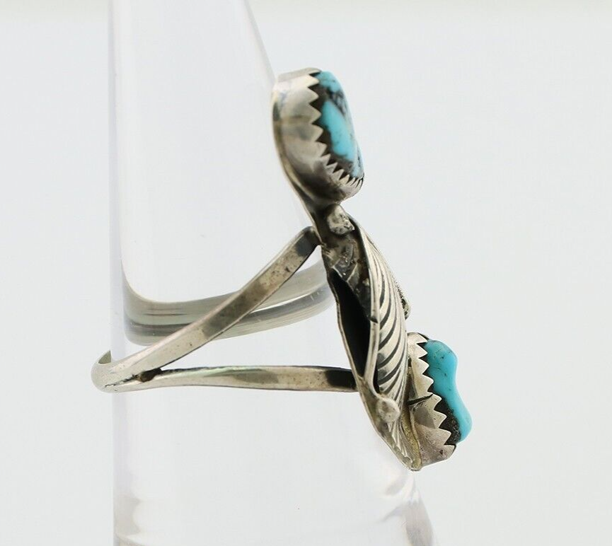 Navajo Handmade Ring 925 Silver Kingman Turquoise Native American Artist C.80's